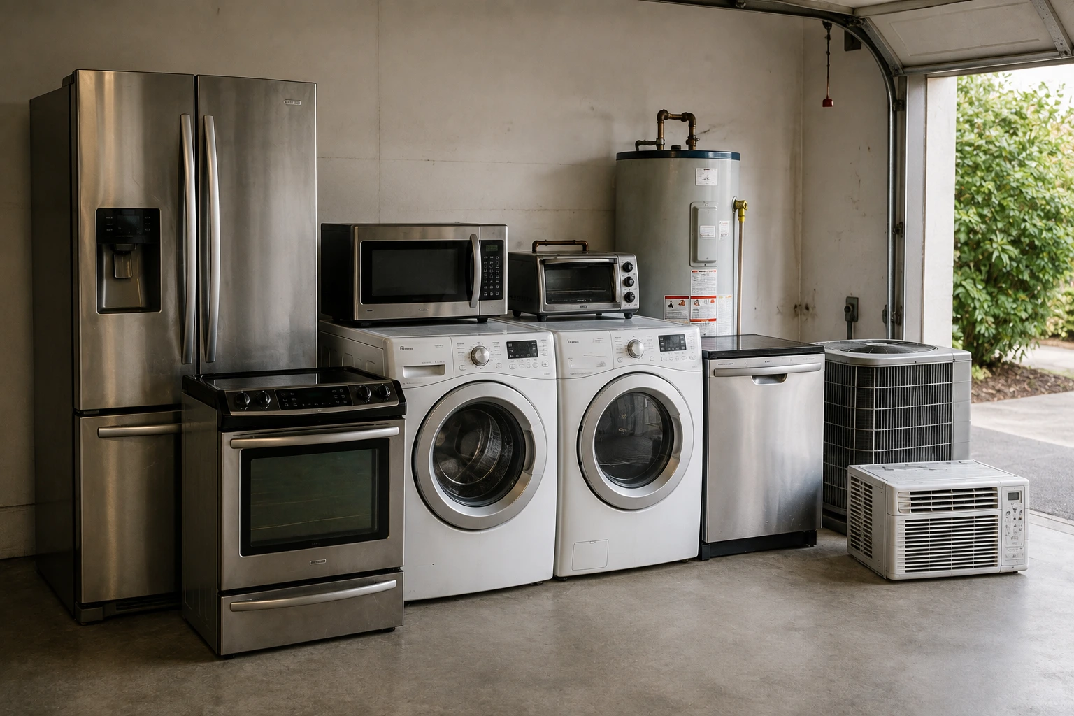 Old refrigerator and washing machine ready for appliance removal