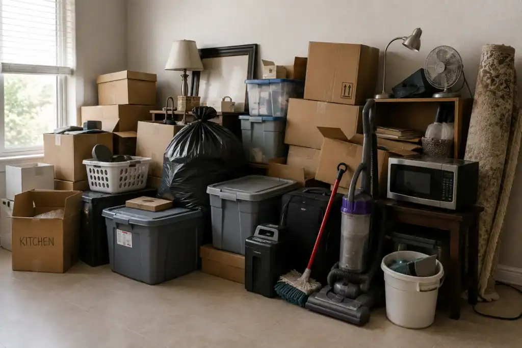 Household junk removal in Dubai with old furniture, boxes and unwanted items